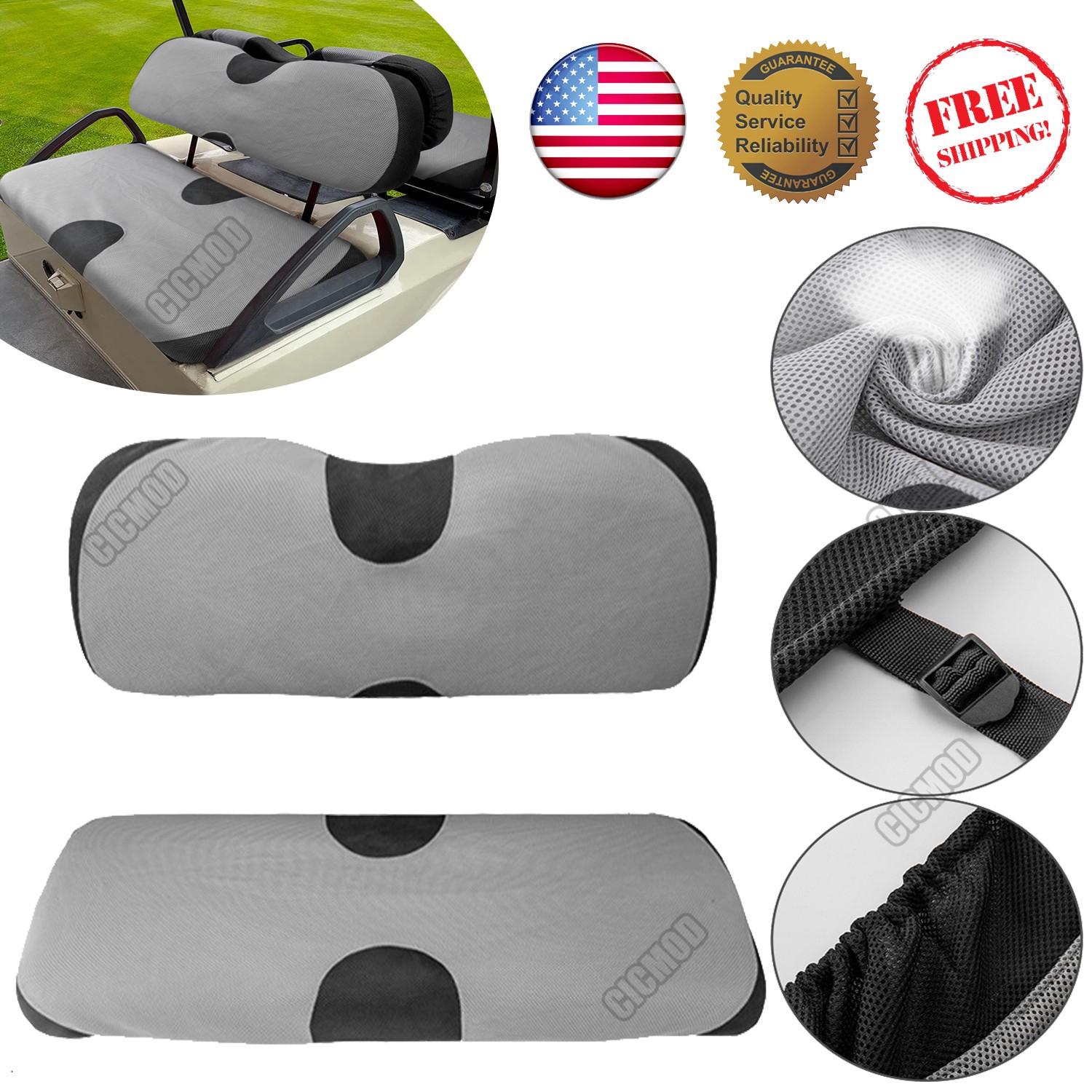 Golf Cart Seat Cover Set for EZGO TXT RXV Club Car DS Yamaha Bench Cover Durable