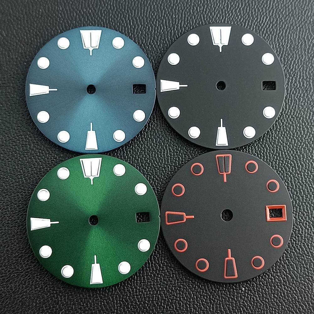 28.5mm Sun pattern Watch Dial Green Luminous for Nh35 Nh36 Movement Accessories