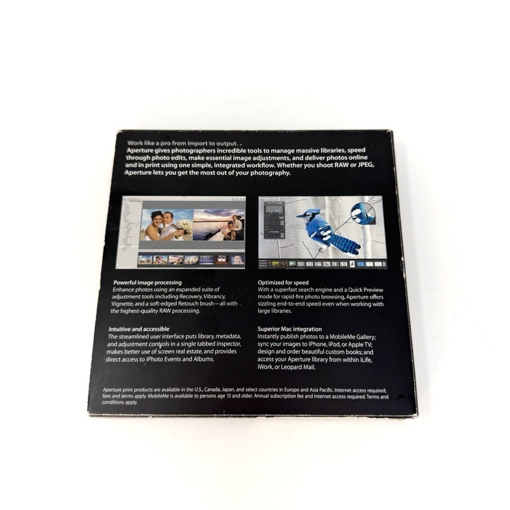 Apple Aperture 2 Mac Photo Editing Software Disc Manuals Preowned UNTESTED