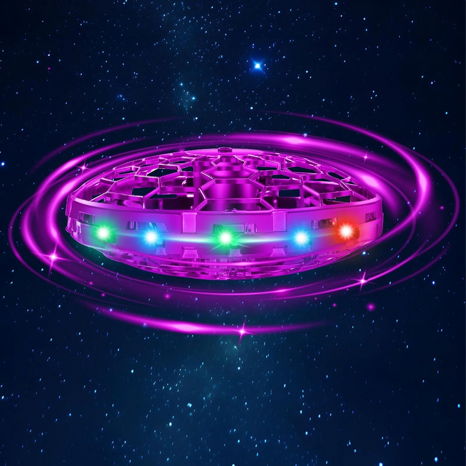 Hand Operated Mini Drone for Kids 360° UFO Flying Ball Toy Pink