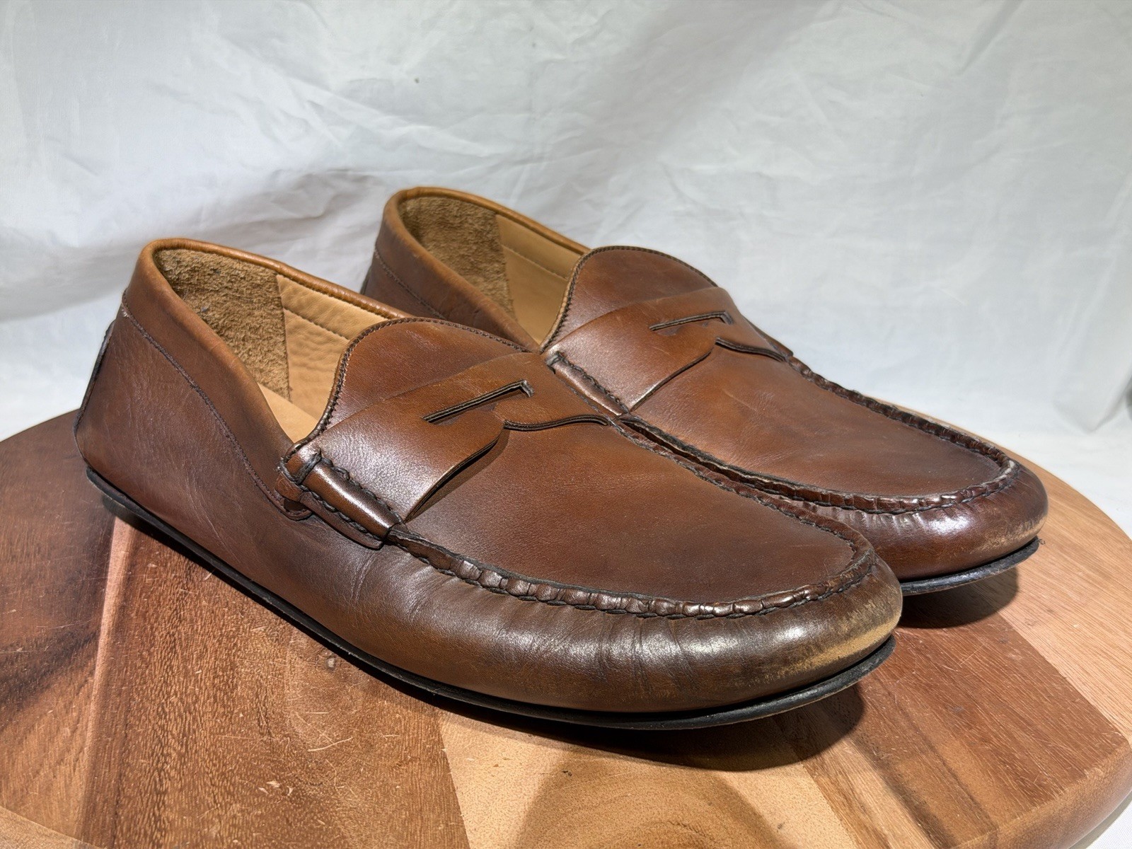 Allen Edmonds Super Sport Driver Brown Leather Penny Loafers Mens 12 EEE 3E