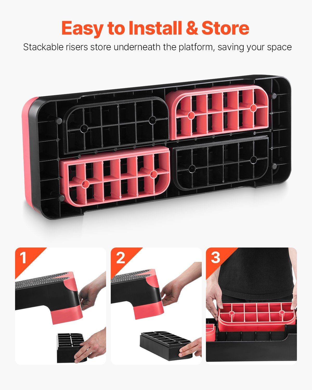 Foldable Step Deck 28-inch Compact Design for Small Spaces Red