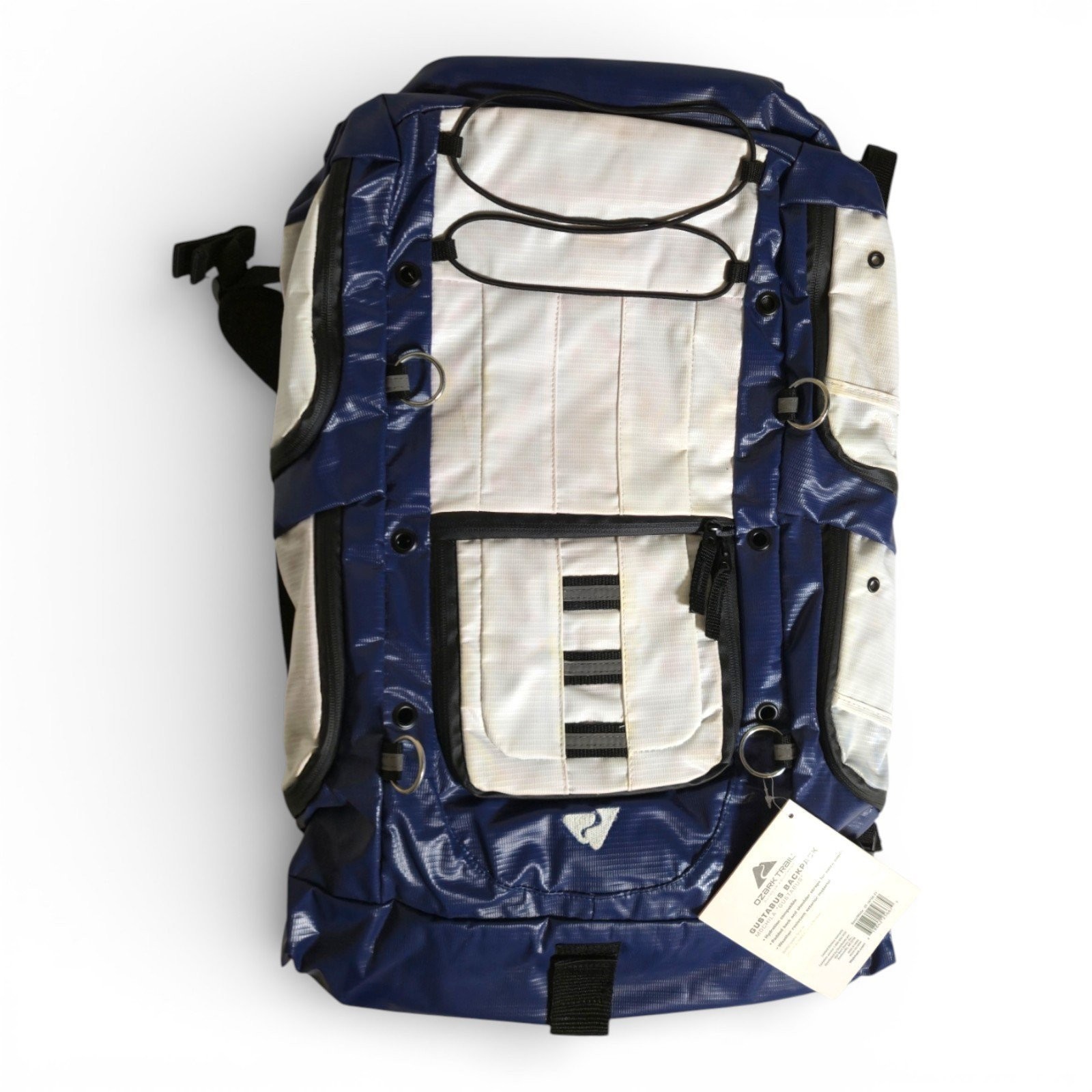Ozark Trail Gustabus 32L Backpack, White/Navy, Hydration Ready [DISCOLORATION]