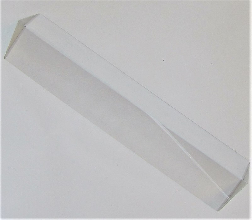 Large Optical Glass Triangular Prism 15cm x 4cm 6" Light Spectrum Physics w Box