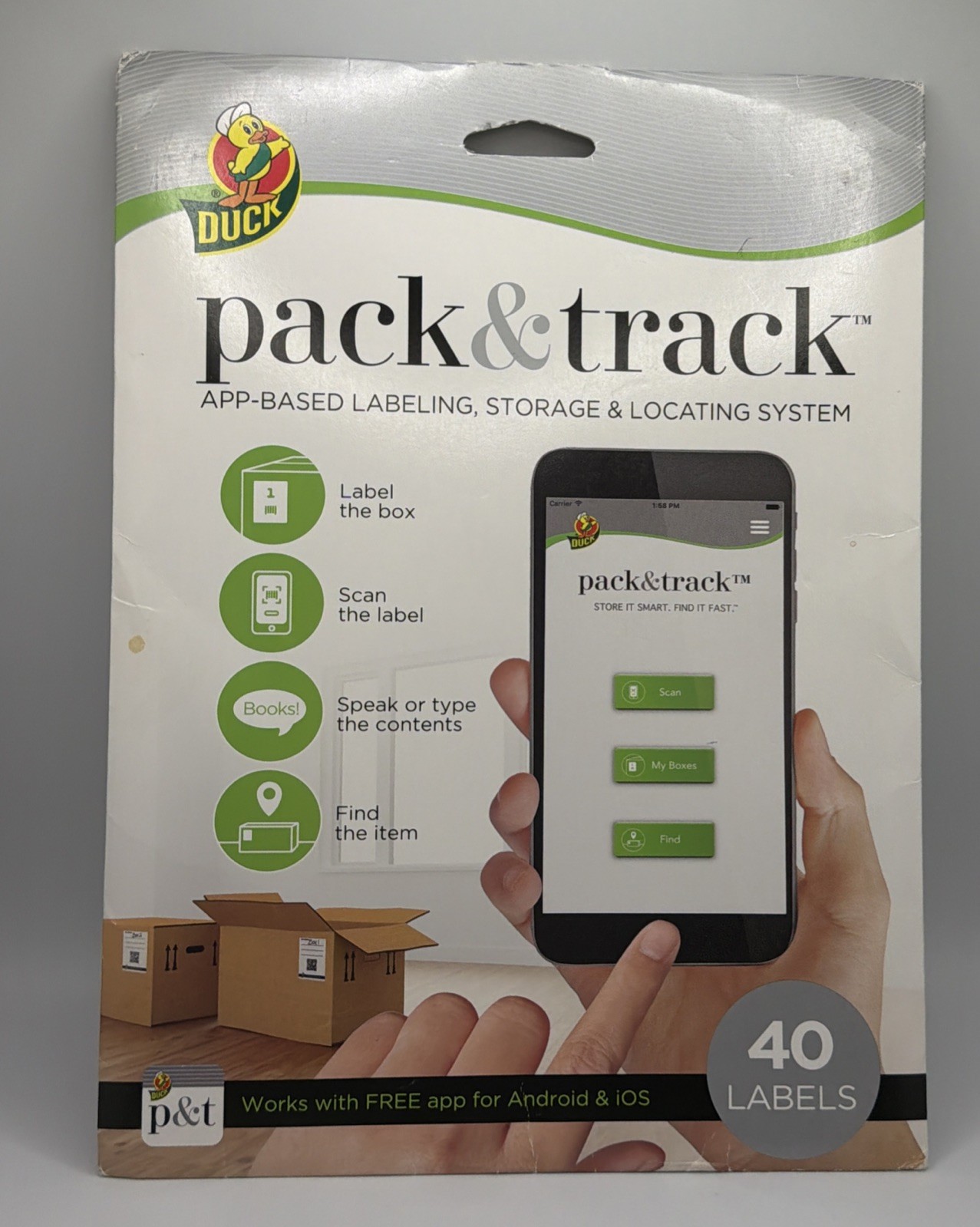 Duck Pack and Track Scannable Storage &Locating System 40 Label - White