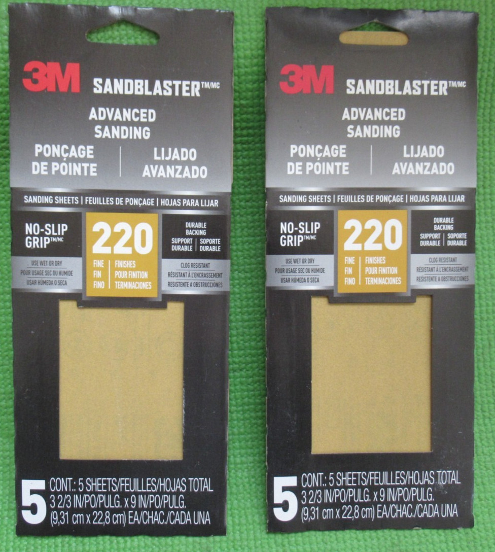 Lot 2 new 3m sandblaster sand-paper 5 pack sanding sheet 220 BUY MORE SAVE