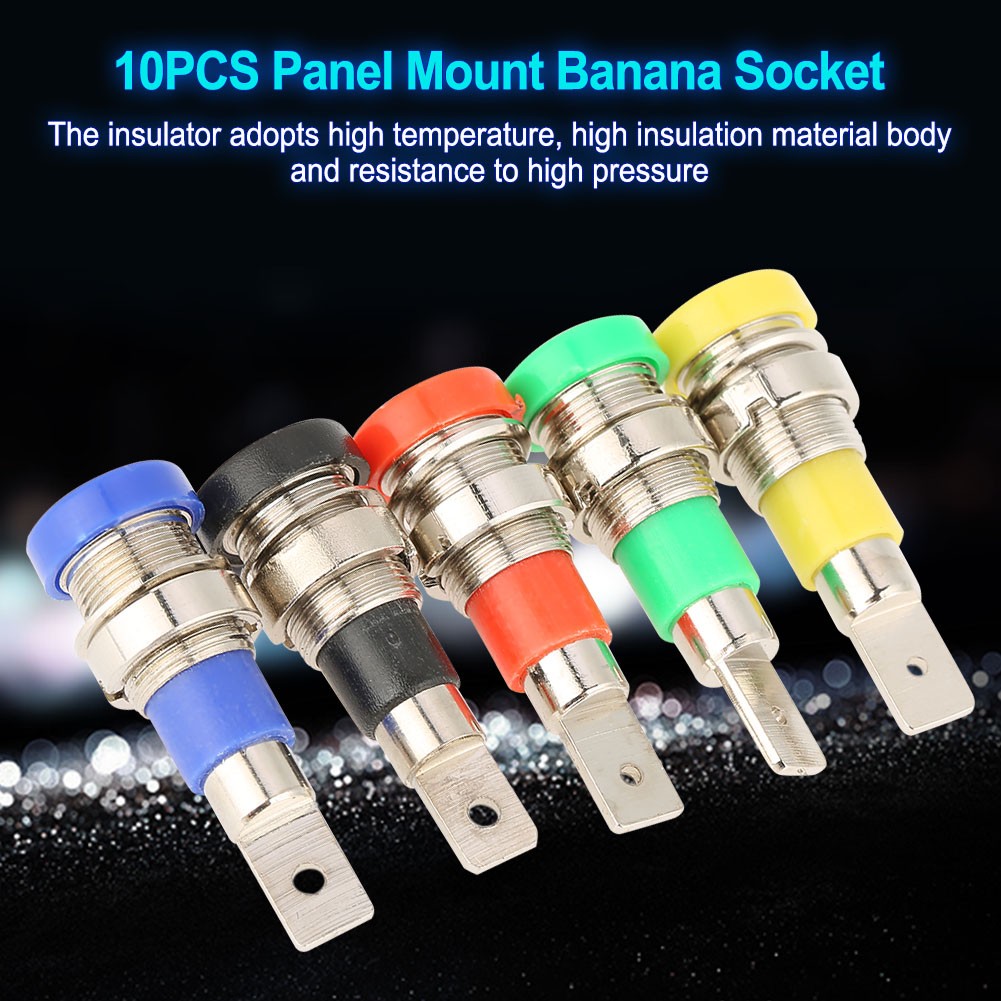 10 PCS Mixed Color Banana Socket 4.0mm Jack For Panel Mounting Test Probes New