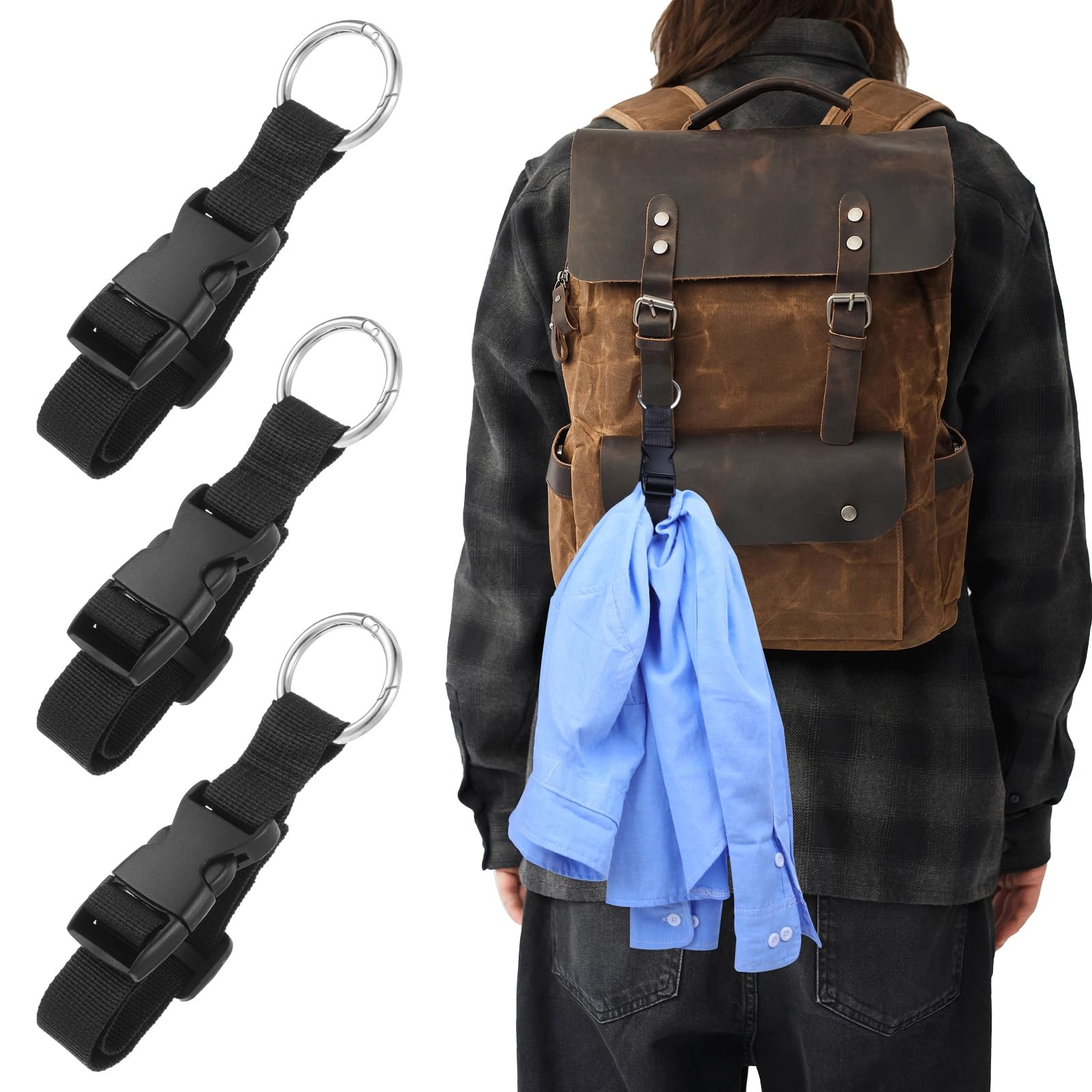 3 PCS Luggage Straps, Black Adjustable Luggage Connector Straps Heavy Duty Tr...