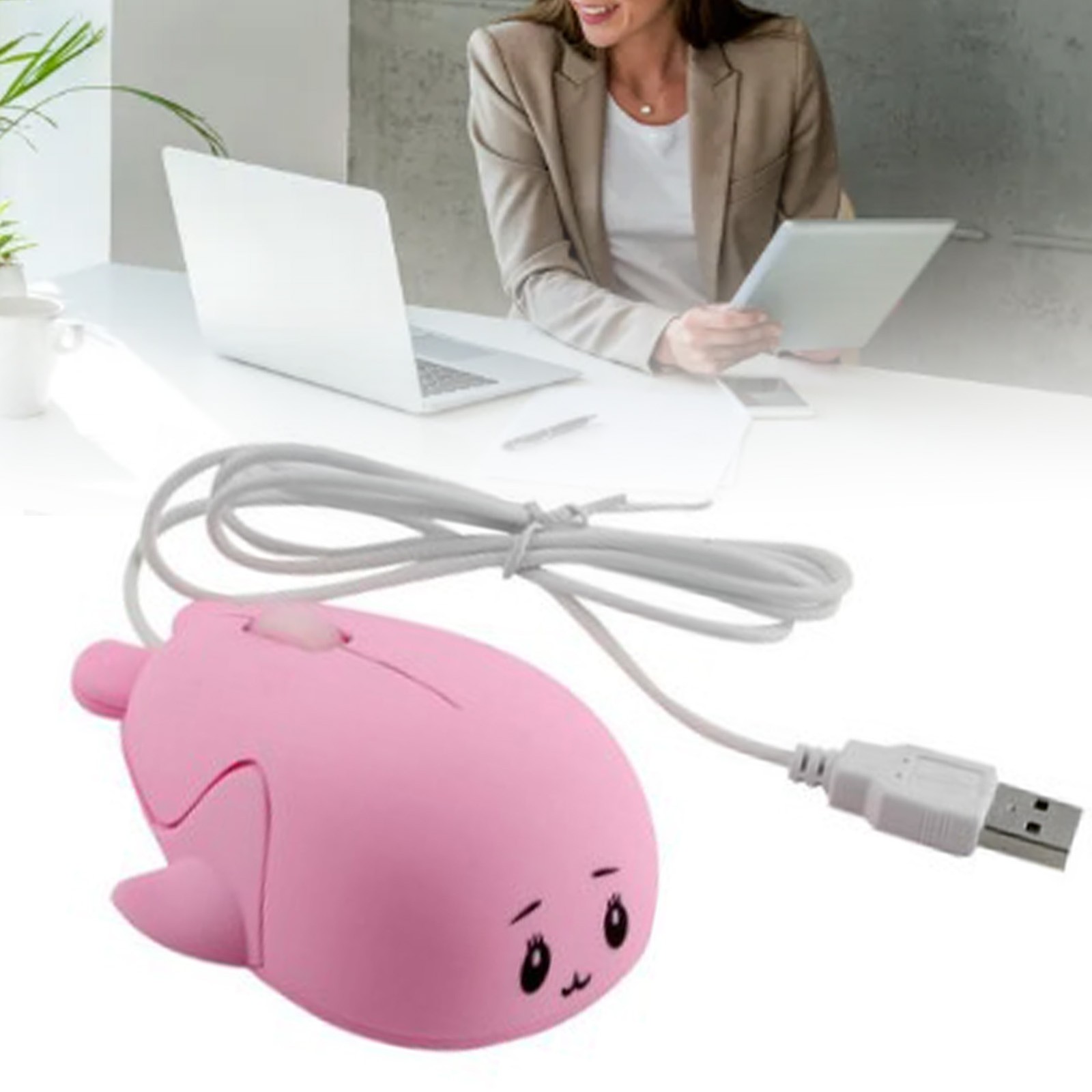 .›Cute Cartoon Wired Mouse Ergonomic Shape USB Computer Mouse With