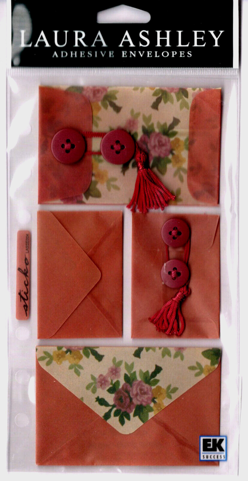 Laura Ashley FLORETTE (4) ADHESIVE ENVELOPES scrapbooking CRAFTS gifts