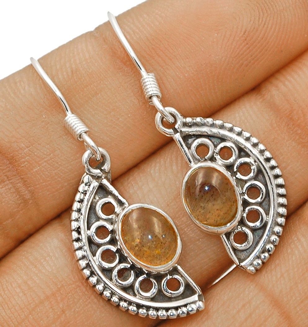 Natural Labradorite -Madagascar 925 Starling Silver Earrings
