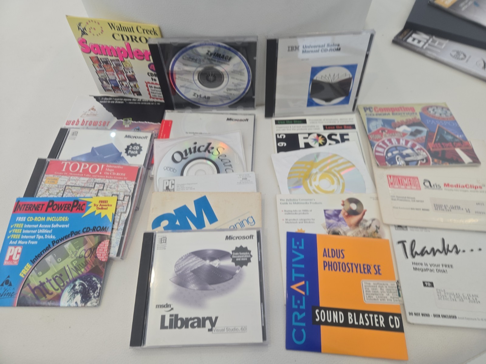 Vintage 1990s CD-ROM Software Lot AOL Microsoft Visual Basic MSDN IBM Topo