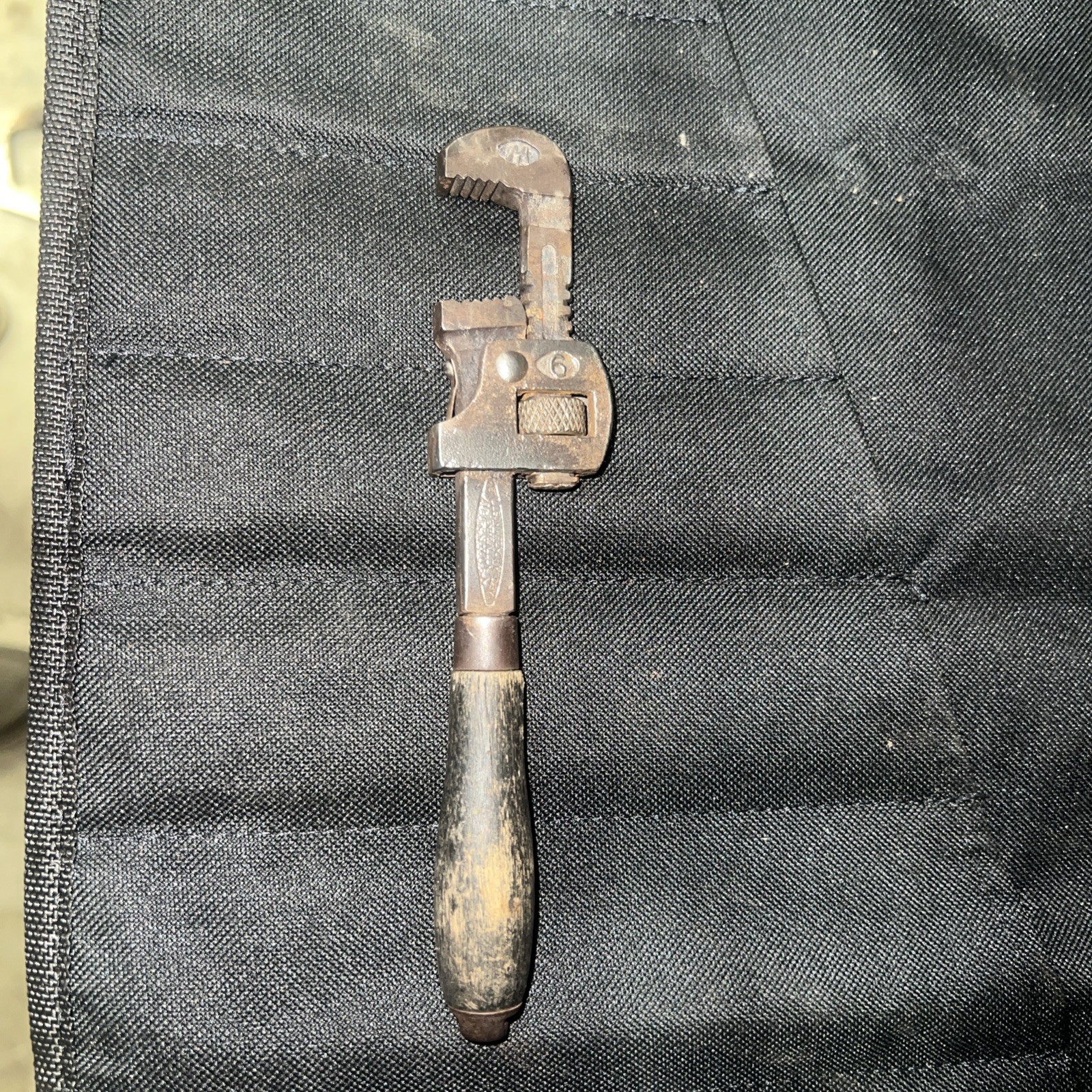 Vintage Stillson Baby 6” Wooden Handle Adjustable Pipe Wrench USA