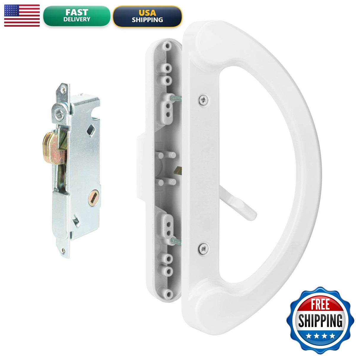 SANKINS Sliding Door Handle Set White Diecast Non-Keyed Fits 3-15/16 Hole