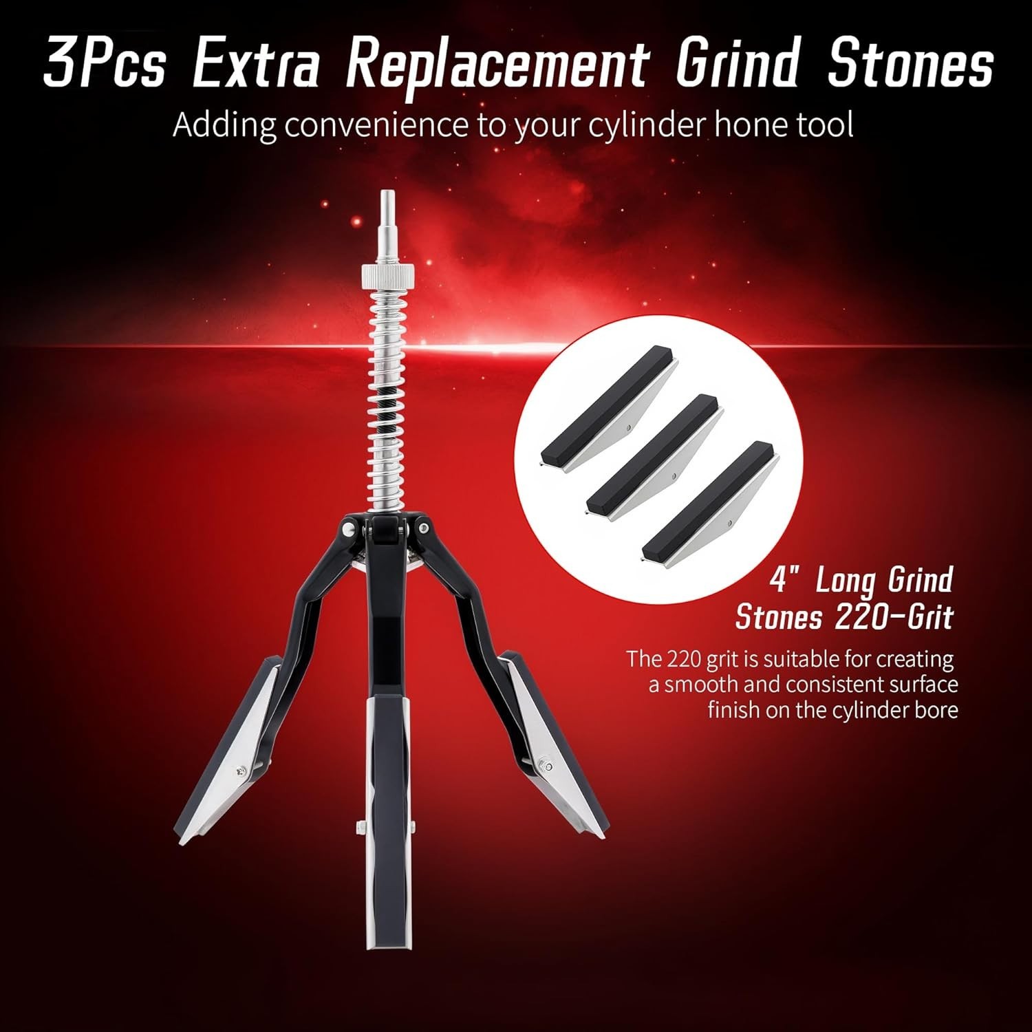 Cylinder Hone Tool, Adjustable Engine Honing Tool for Grinding 3pc 4