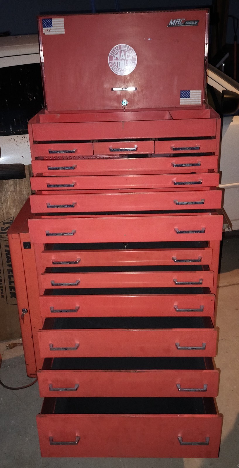 RARE! (3)1973 MAC TOOL BOXES (1) 7 Drawer (1) 6 Drawer & (1)Side Cabinet Rolling