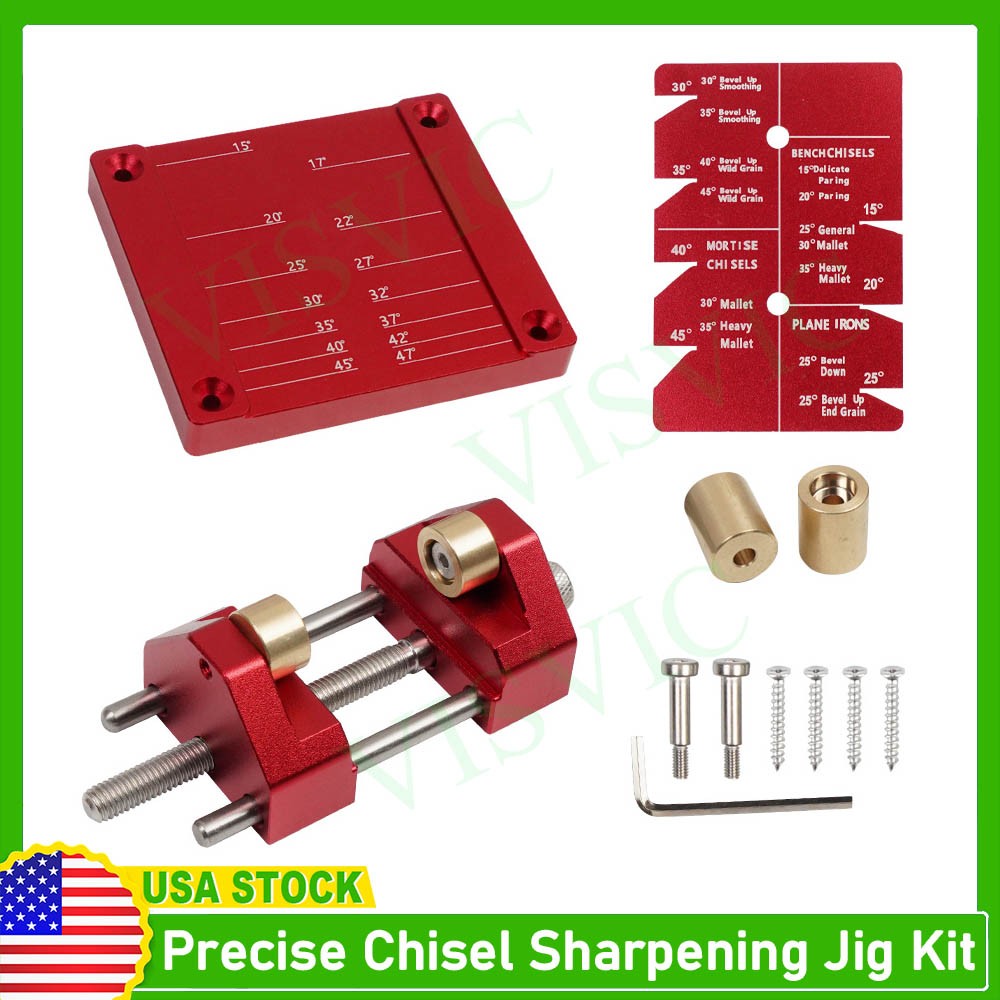 Precise Chisel Sharpening Jig Kit Honing Guide System Fits Woodworking Chisels