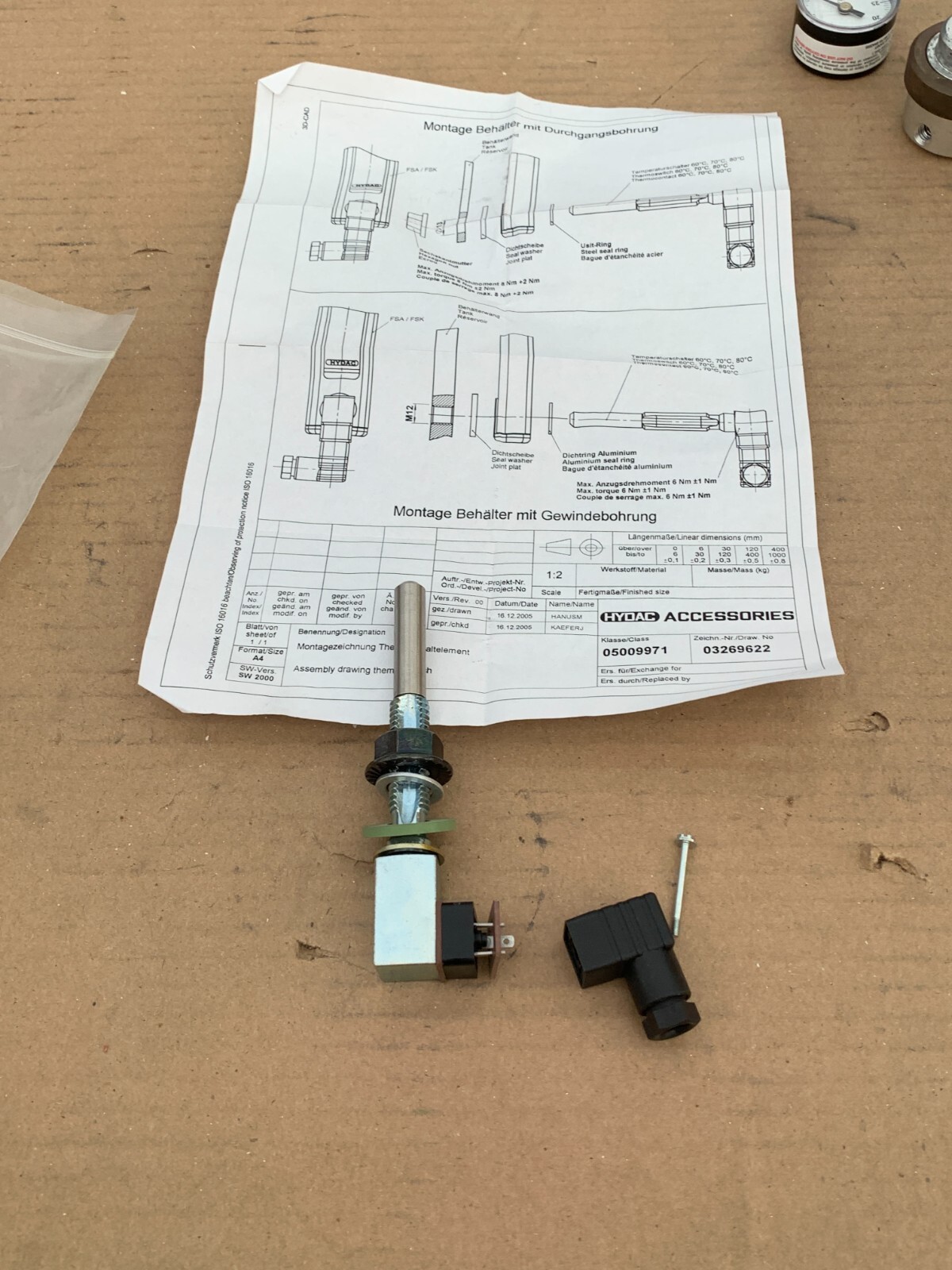 Hydac Thermoswitch 03269622 w/Drawings