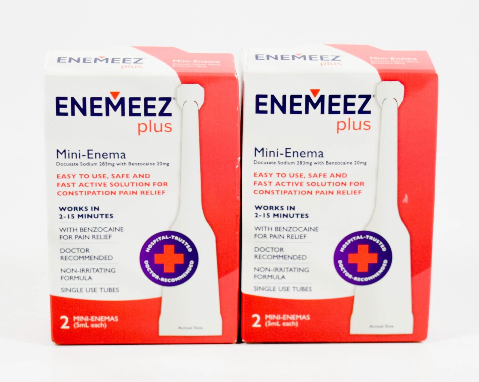 2 boxes ENEMEEZ PLUS 2ct Mini-Enema constipation relief DocuSol NIB 12/2027