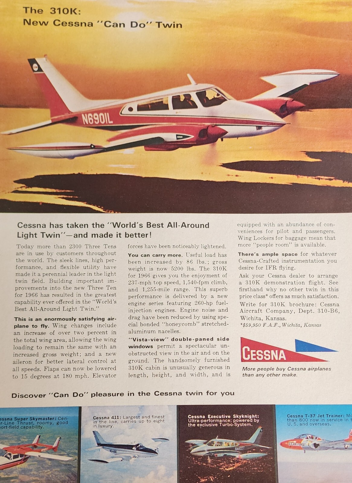 Cessna Aircraft Plane Magazine Ad Picture Vintage Collectible Wall Art