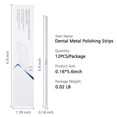 12Pc Stainless Steel Metal Dental Polishing Strips - Multiple Sizes & Quantities