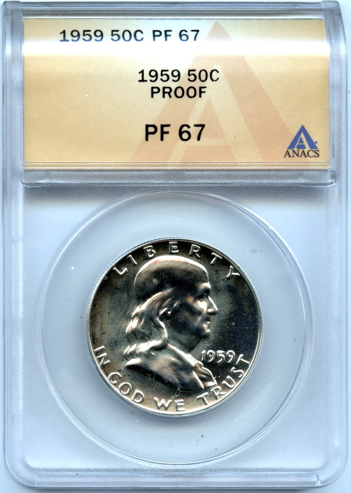 1959 Franklin Half Dollar, ANACS PF67