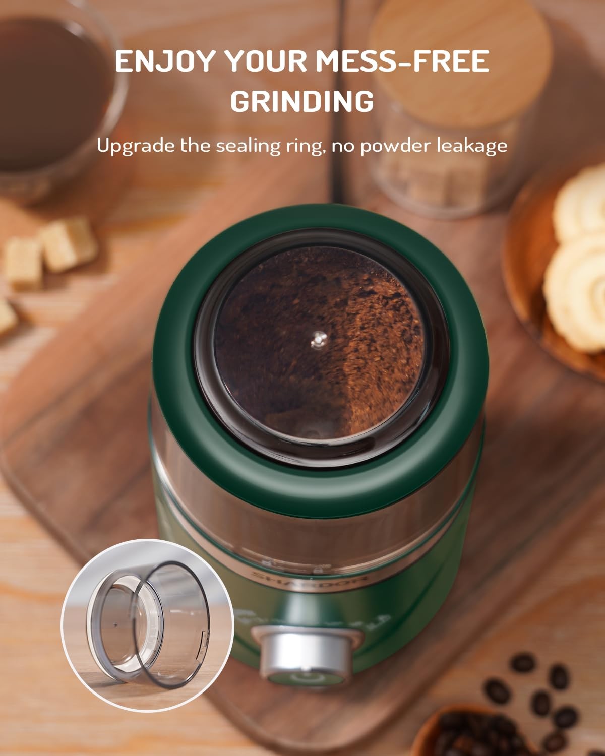SHARDOR Electric Super Silent Blade Coffee Grinder, Timed Control