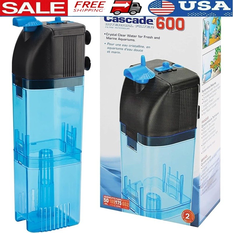 Cascade 600 Submersible Filter 175 GPH Quiet Venturi Aeration Spray Bar New