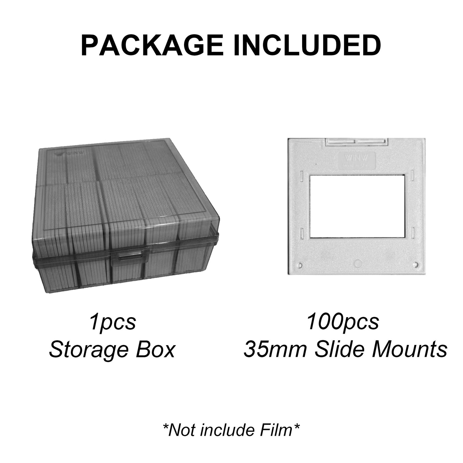 Plastic Slide Mounts 35mm-100 Pcs Includes Storage Box