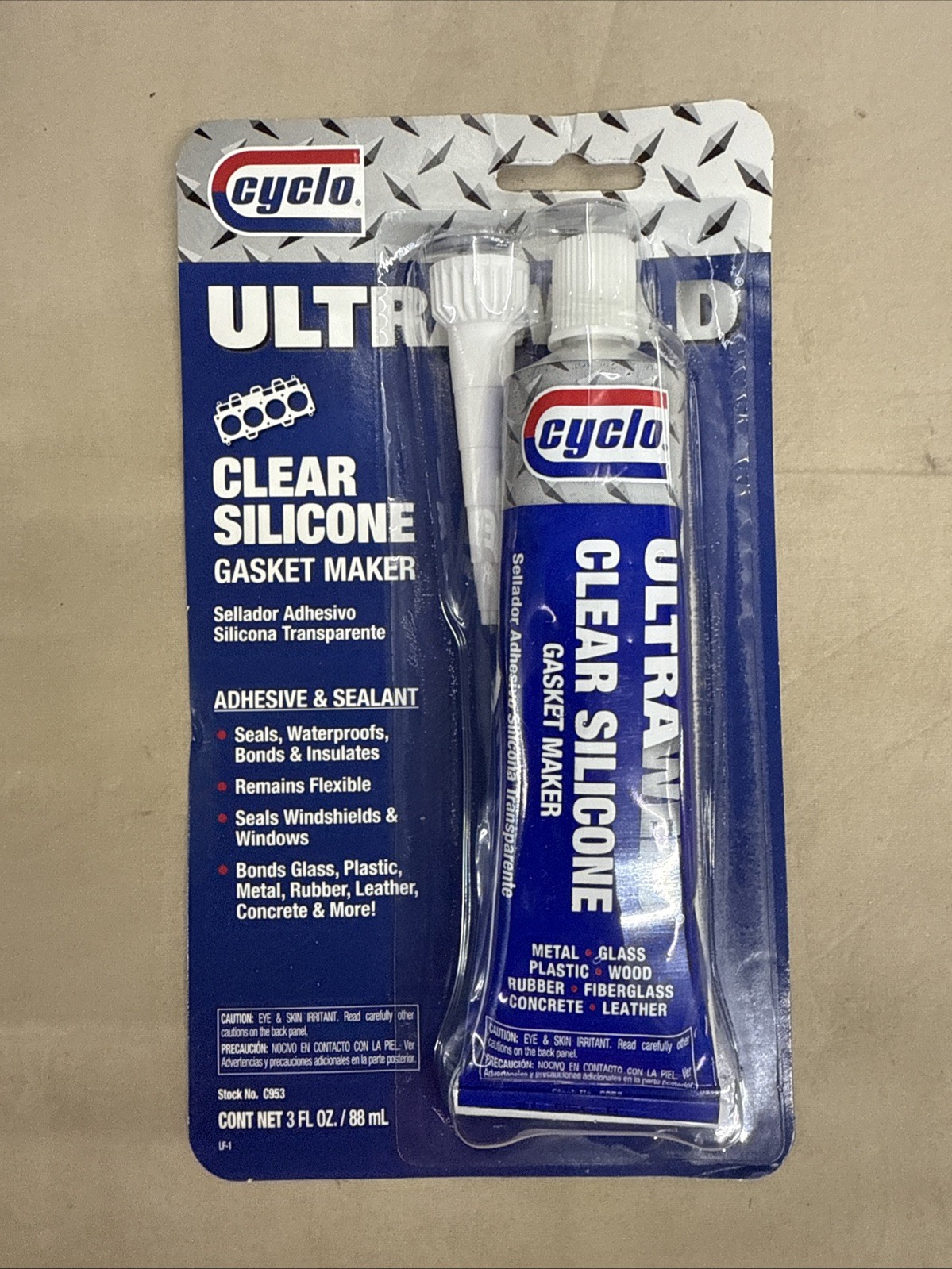 Cyclo Ultraweld Clear Silicone Gasket Maker C953  3oz Tube
