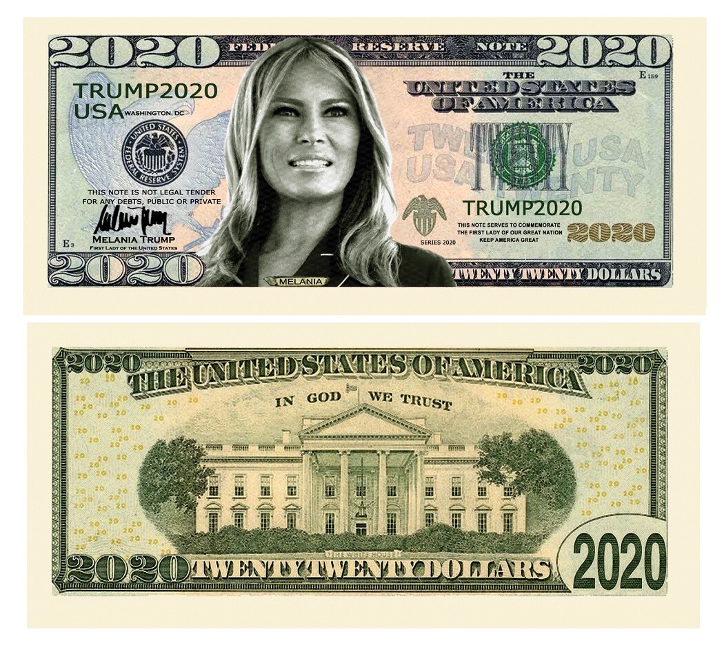 Melania Trump 2020 Dollar Bill Presidential MAGA Novelty Funny Money with Holder