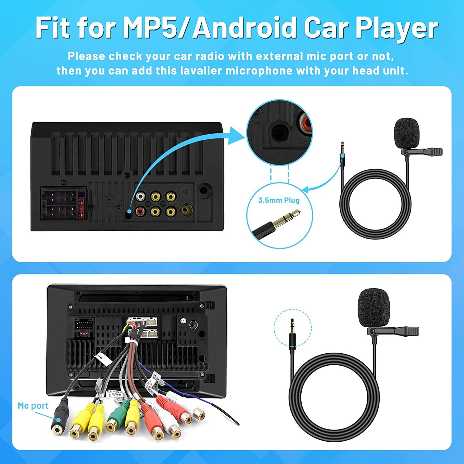 3.5mm Car Stereo External Microphone For Bluetooth Enabled Stereo Radio GPS DVD