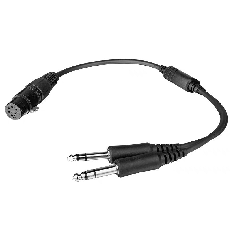 Airbus 5-Pin XLR Plug to Dual General Aviation (G/A) Twin Plugs Adapter Cable
