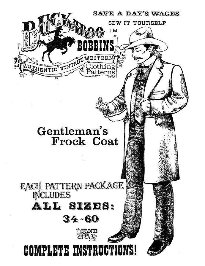 Buckaroo Bobbins Gentleman's Frock Coat - Vintage Western Style - SEWING PATTERN