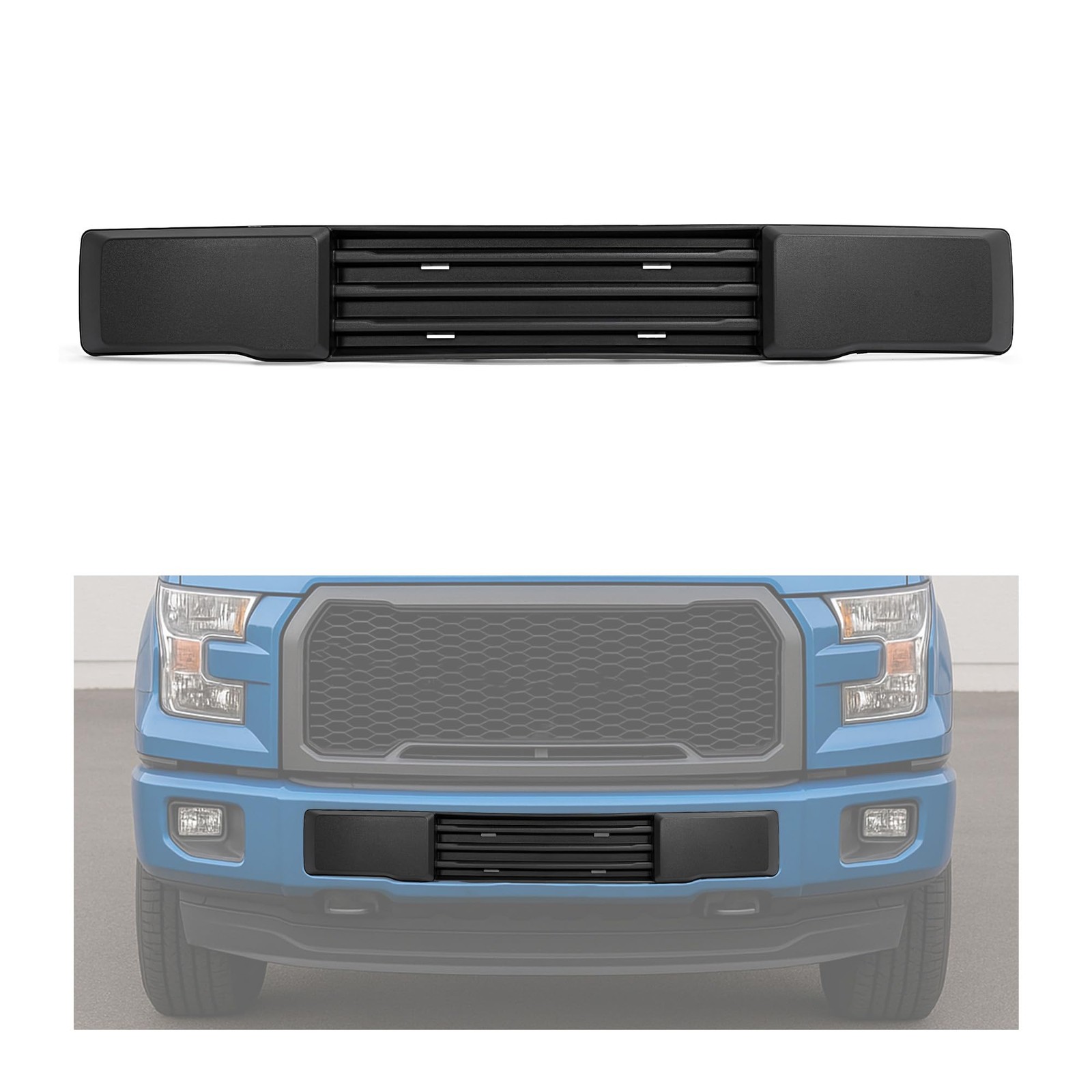 HECASA Front Bumper Cover Compatible with 2015-2017 Ford F150 W/O Block Black