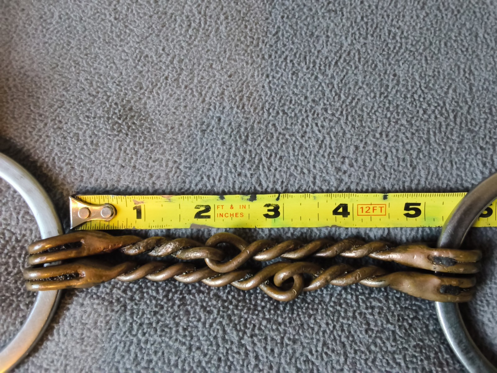 5" Double Twisted 5" Copper Snaffle, Loose Stainless Rings