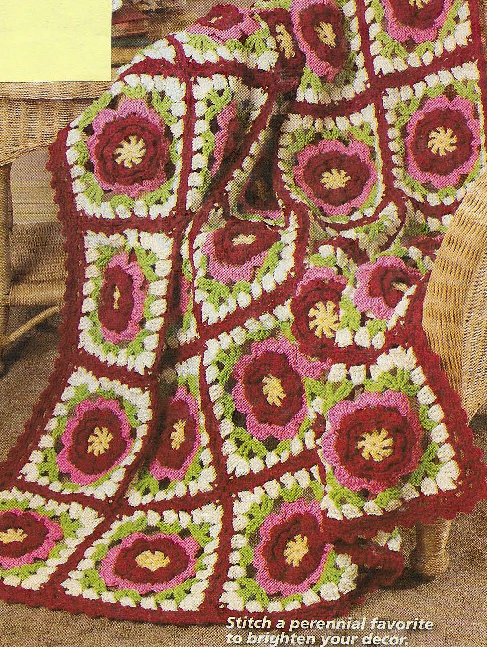 WILD ROSES AFGHAN HOME DECOR DIGEST SIZE CROCHET PATTERN INSTRUCTIONS