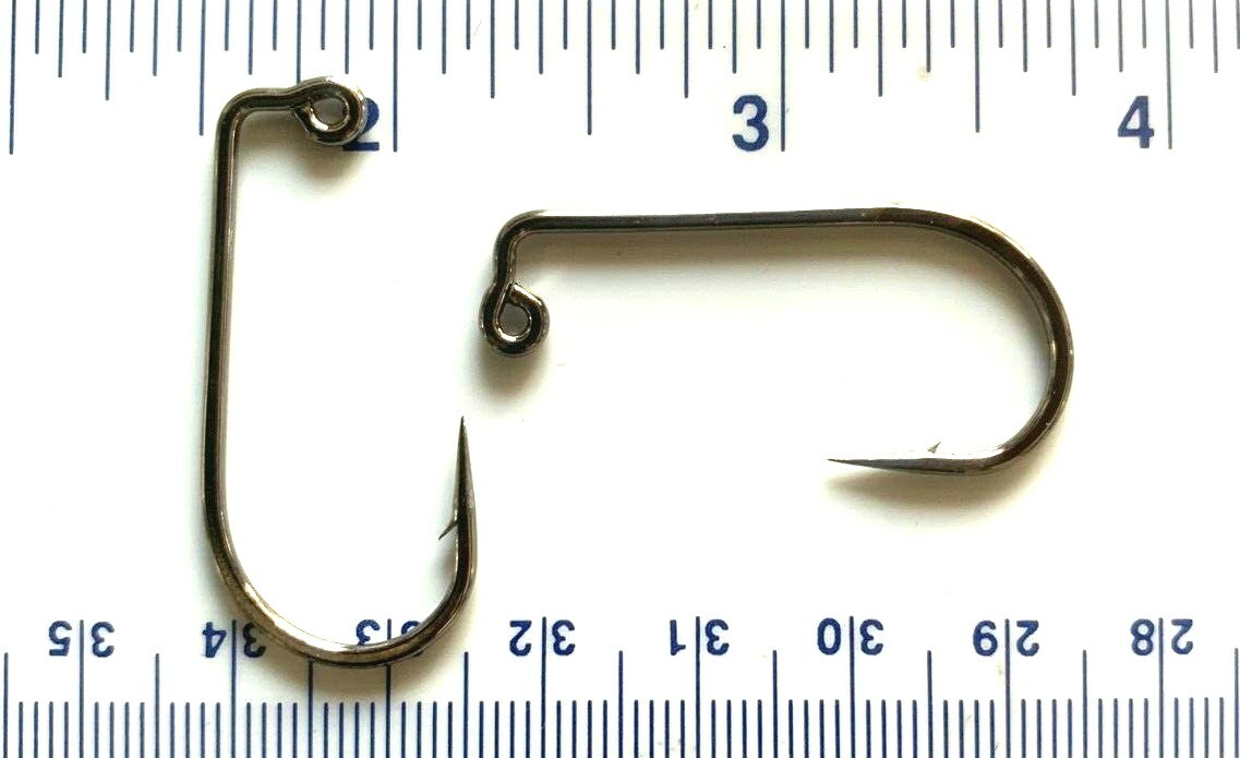 1000 GT 32833 2X Strength Black Nickel 90 Degree Round Bend Jig Hooks size 2/0