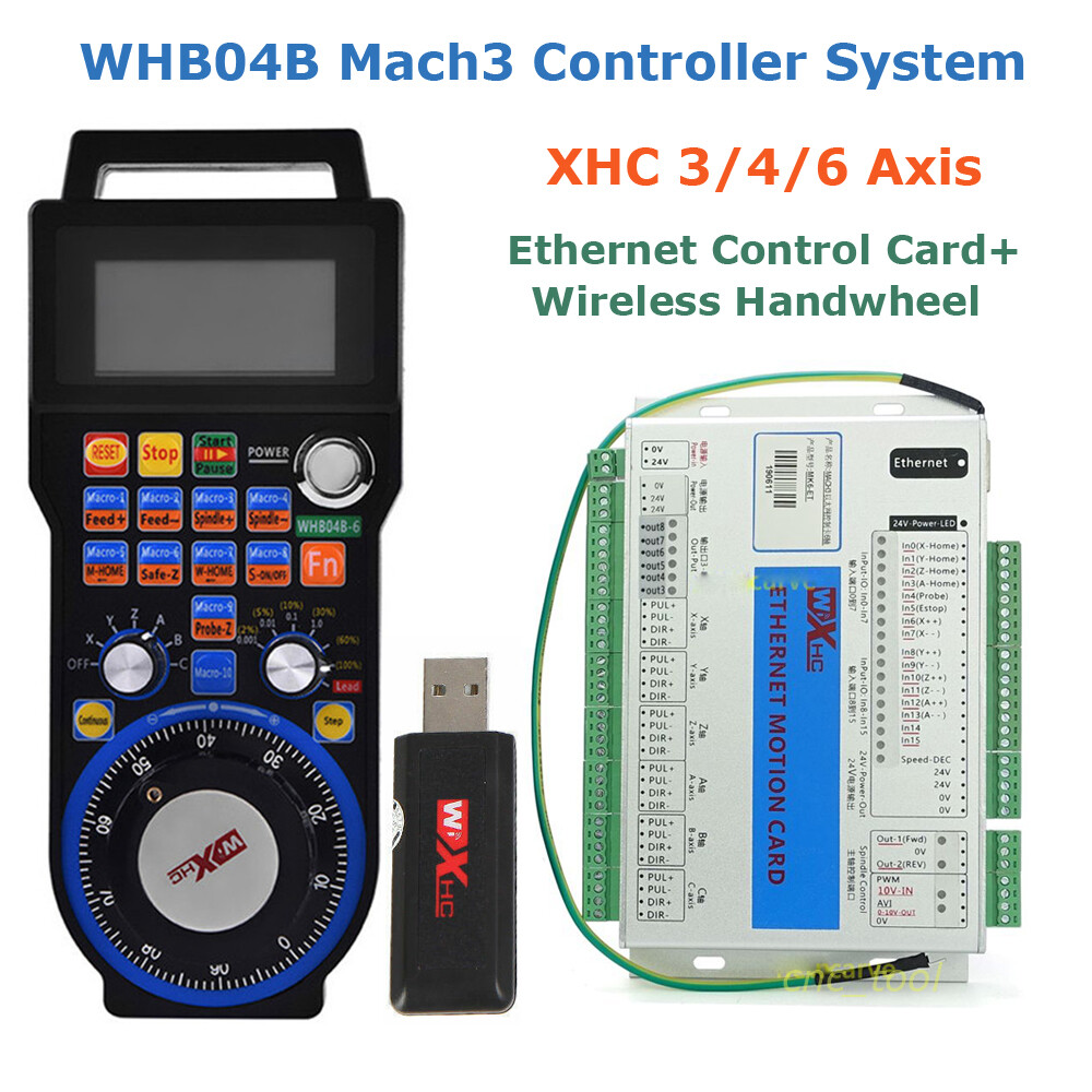 WHB04B MACH3 Controller Kit 3/4/6 Axis MPG USB Wireless Handwheel +Ethernet Card