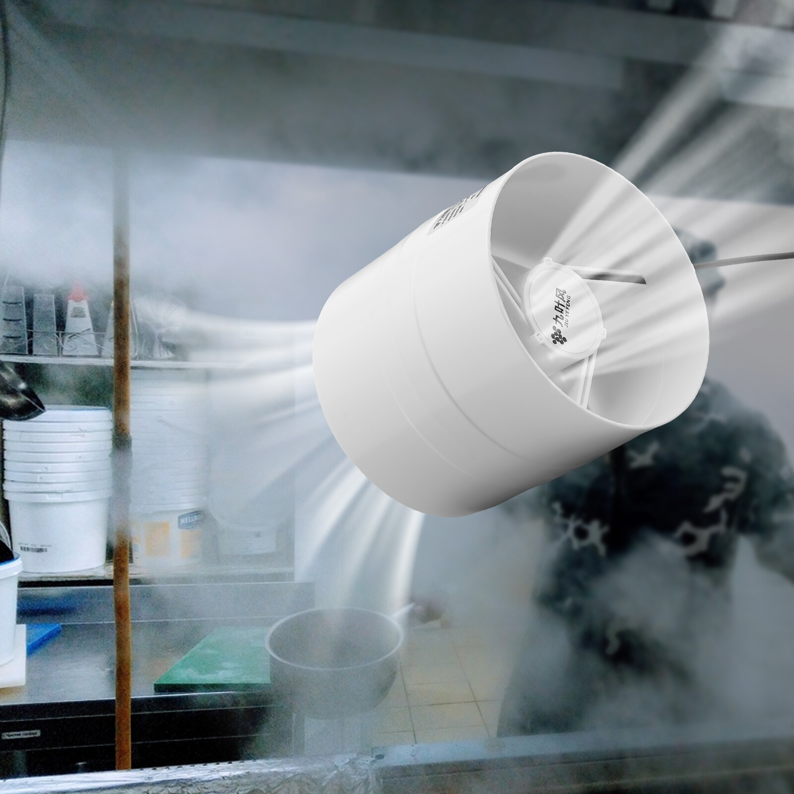 12V Pipe Exhaust Fan 110mm Air Duct Fan & Adapter Speed: 3000rpm White