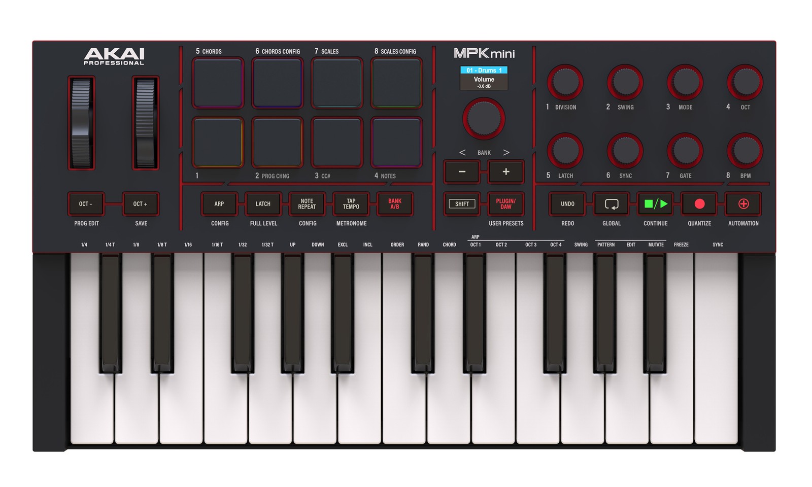 Akai Professional Mpk Mini 4 Compact Midi Controller (Black)