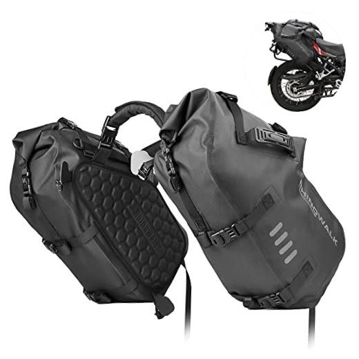 Motorcycle Saddlebags 48L(24L*2) Waterproof Motorbike Side Bags, 48L Black