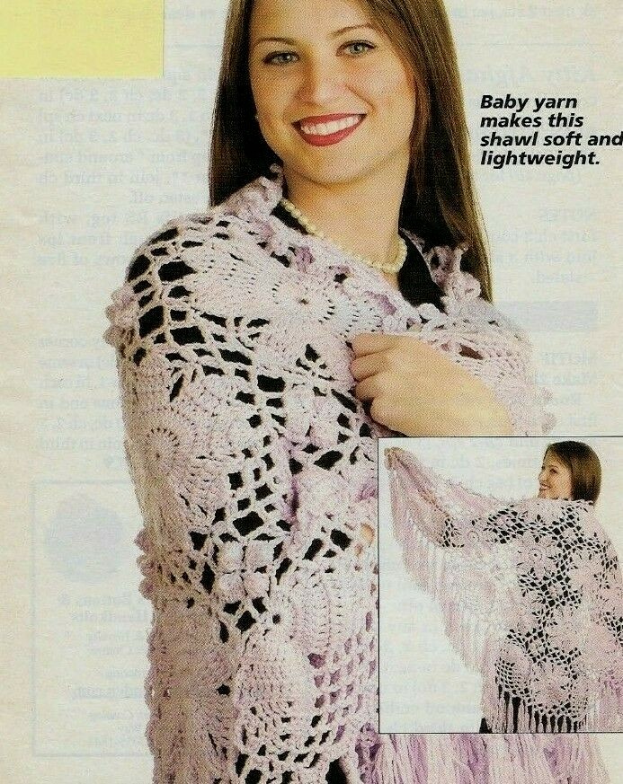 LILAC SHAWL WRAP WOMEN'S DIGEST SIZE CROCHET PATTERN INSTRUCTIONS