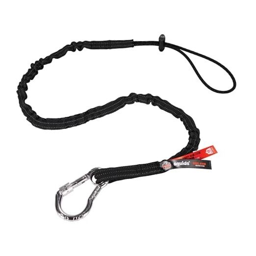 - 19002 Squids 3100 Tool Lanyard with Single Carabiner and Adjustable Black