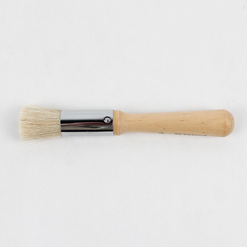 Circular TSUKINEKO Bristle Paint Brush #4 size , Wooden Handle