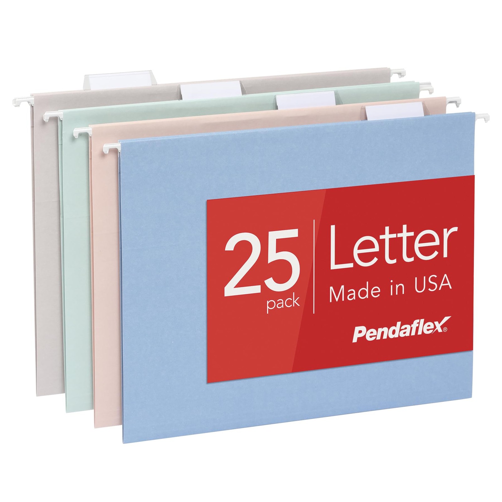 Pendaflex Hanging File Folders, 25 Pack, Letter Size (8.5" x Letter, Pastel