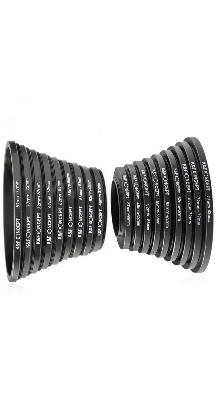 K&F Concept 18pcs Camera Lens Filter Metal Stepping Rings kit Up Down Ring Set