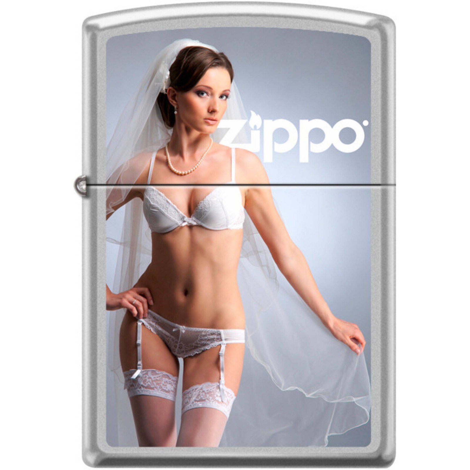 Zippo Windproof Pocket Lighter I'm Ready Satin Chrome Metal XC428