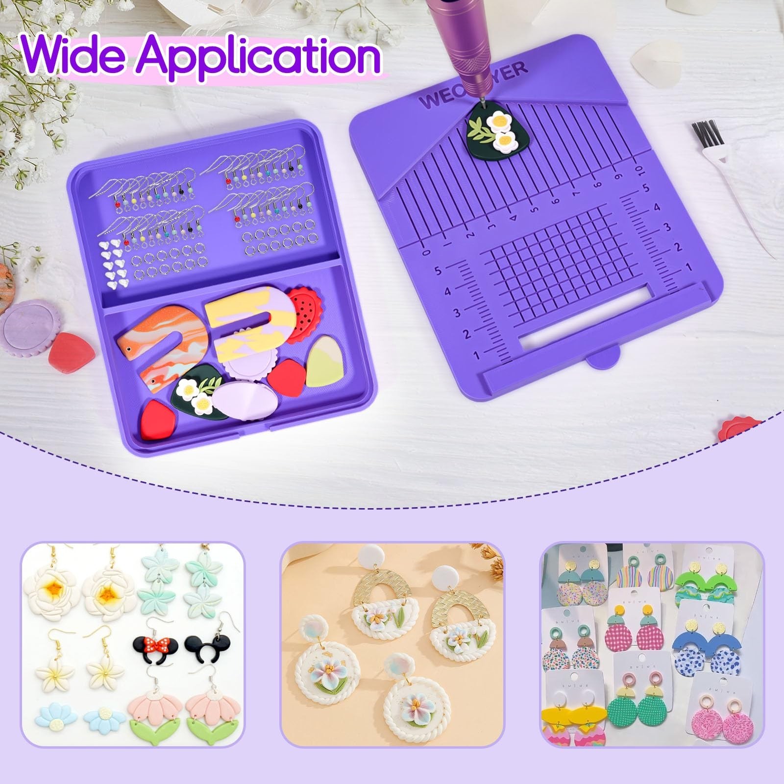 Polymer Clay Earring Drill Hole Guide,Jewellery Assembly Station with Brush a...