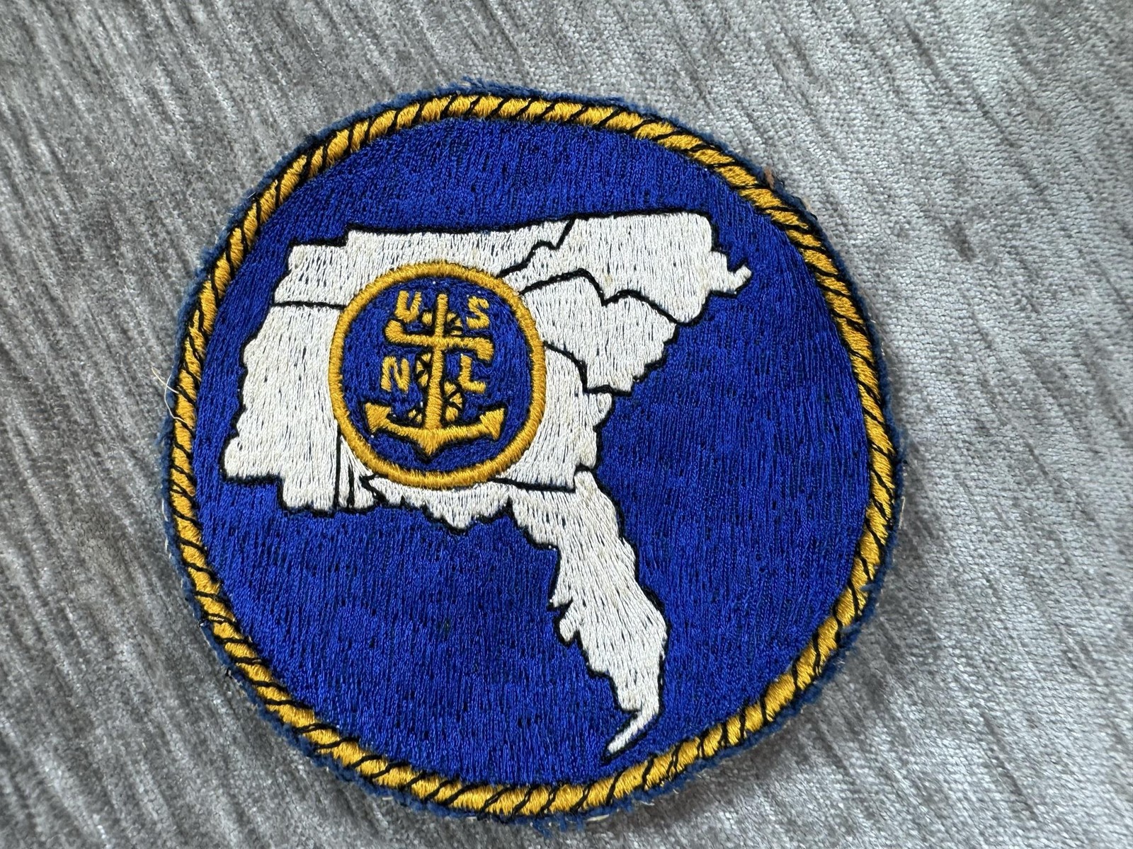 US Navy Southeast States Anchor Patch Blue Gold Map Embroidered USN Military